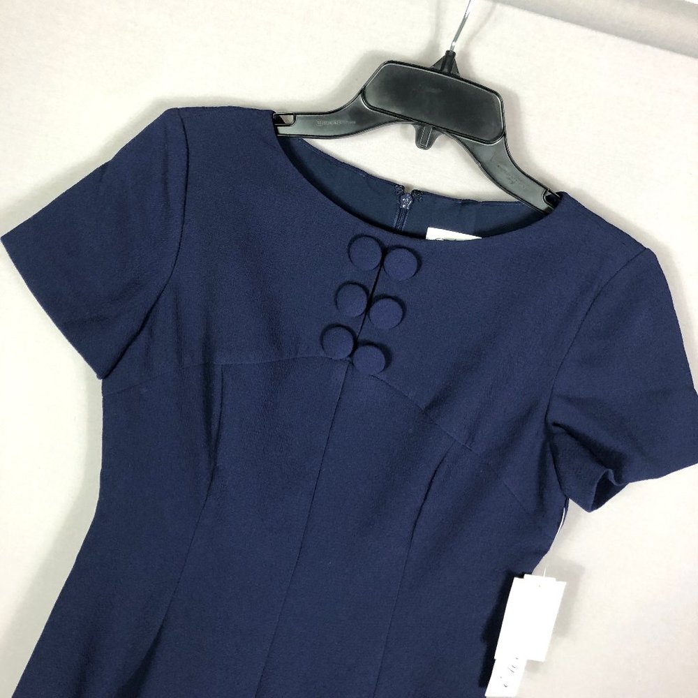 Eliza J Women's Button Yoke Fit & Flare Dress In Navy Size 4 - Picture 5 of 12